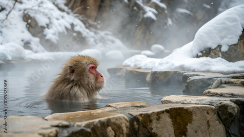 Snow Monkey in a Hot Spring