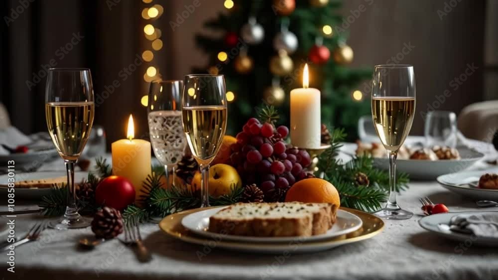 christmas table setting with champagne christmas table setting with champagne