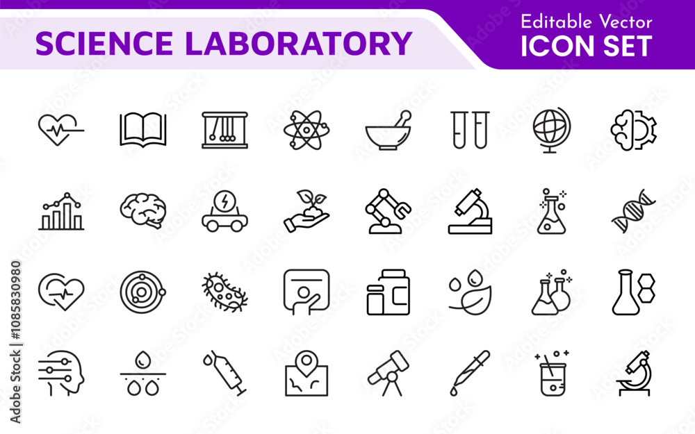Science Icon Set. Iconl for Chemistry, Biology, Physics, Astronomy, Lab Projects, Research, Academic, Scientific Research, Laboratory Work, Academic Studies, Experiments, and STEM Education Science Icon Set. Iconl for Chemistry, Biology, Physics, Astronomy, Lab Projects, Research, Academic, Scientific Research, Laboratory Work, Academic Studies, Experiments, and STEM Education