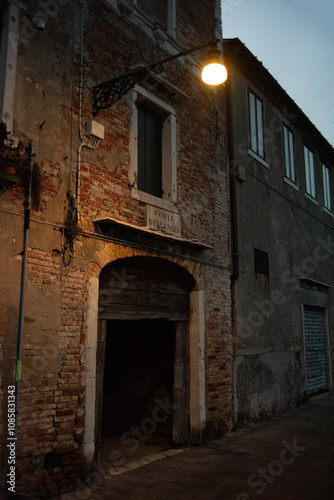 Venice warhouse as night closes in.