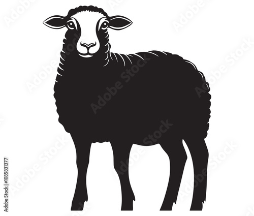 Cartoon sheep silhouette vector