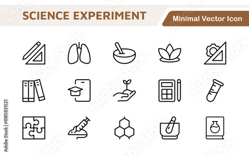 Science Icon Set. Iconl for Chemistry, Biology, Physics, Astronomy, Lab Projects, Research, Academic, Scientific Research, Laboratory Work, Academic Studies, Experiments, and STEM Education