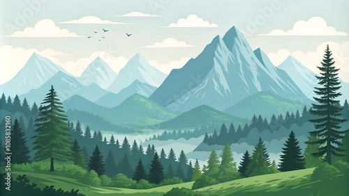 Landscape vector, mountains multipurpose illustration, scalable illustration photo