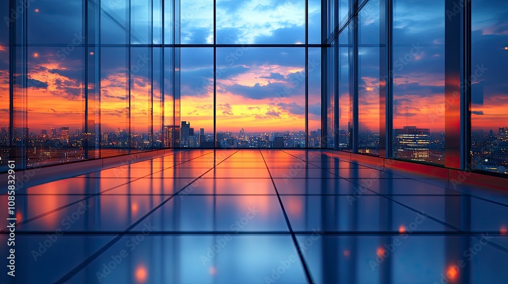 Night view of modular curtain wall pattern with varied lighting Night view of modular curtain wall pattern with varied lighting