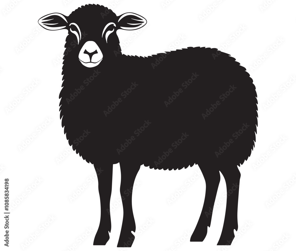 Obraz premium Cartoon sheep silhouette vector