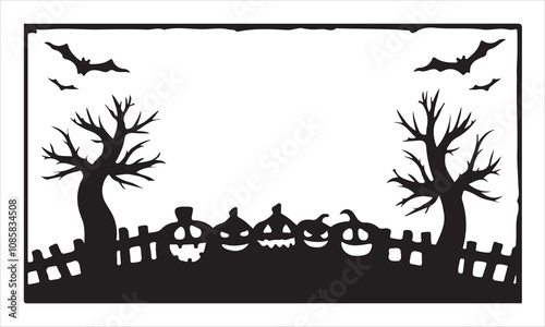 graveyard scene spooky gravestones vector illustration
Halloween holiday black frame with cemetery, witch stock illustration 