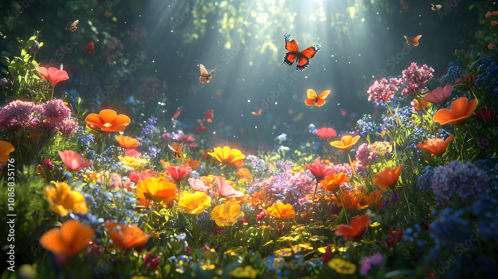 Blossoming Thyme Garden: A Colorful Oasis of Aromatic Herbs and Nature's Pollinators