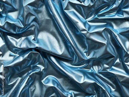 Crumpled Blue Foil Texture: Shimmering Metallic Background