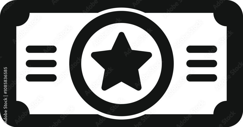 Bonus money concept icon showing a banknote with a star in the center Bonus money concept icon showing a banknote with a star in the center