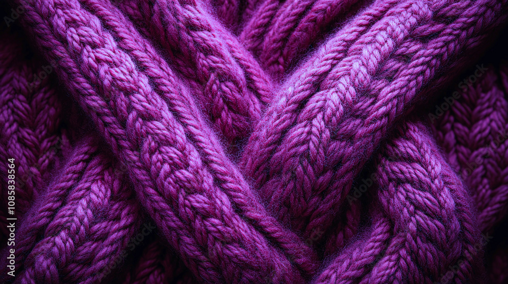 close-up of textured purple knitted yarn, showing off the intricate design and softness close-up of textured purple knitted yarn, showing off the intricate design and softness