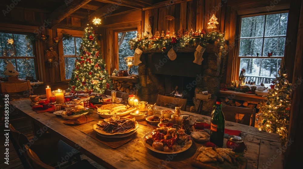 Festive Christmas Eve Dinner In A Rustic Cabin Festive Christmas Eve Dinner In A Rustic Cabin