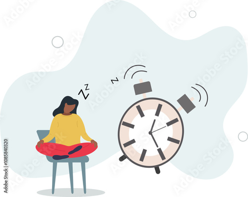 Afternoon slump, laziness and procrastination postpone work to do later, boredom and sleepy work concept.flat characters.