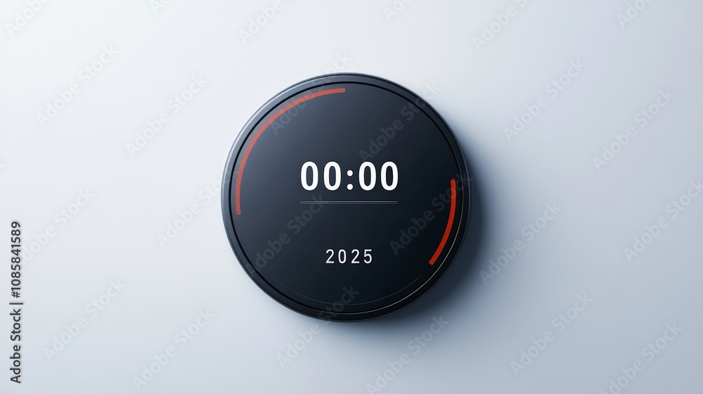 Sleek Timer Display on Soft White Background Sleek Timer Display on Soft White Background