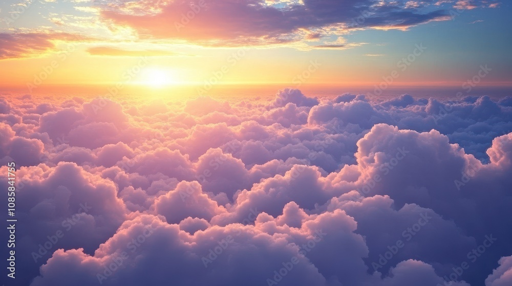 Beautiful Sunrise Above Soft Purple Clouds, A Stunning View of the Colorful Sky at Dawn, Perfect for Nature Lovers and Photographers Seeking Scenic Landscapes Beautiful Sunrise Above Soft Purple Clouds, A Stunning View of the Colorful Sky at Dawn, Perfect for Nature Lovers and Photographers Seeking Scenic Landscapes