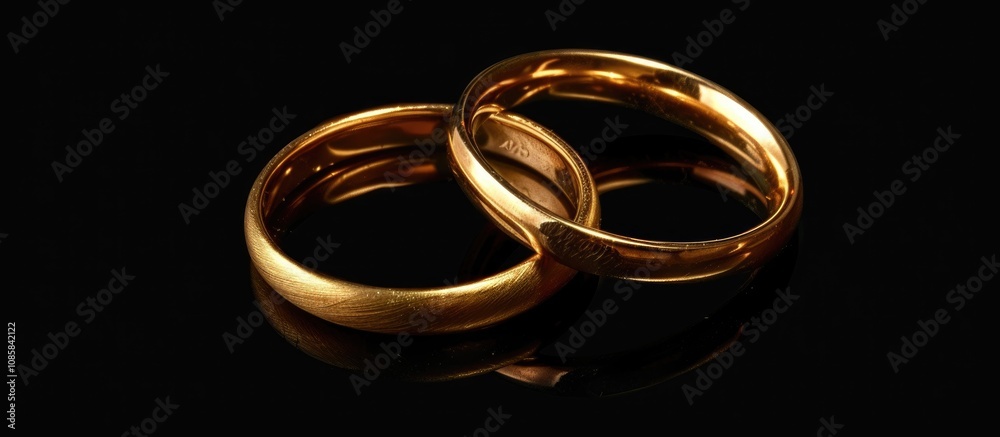 Gold Rings Isolated on Black Background Gold Rings Isolated on Black Background