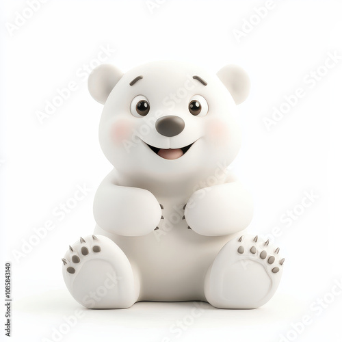 This cute polar bear figure brings joy and warmth, perfect for children's decor or playful designs. isolated on white background.