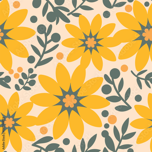 Pattern of seamless flowers. Abstract wildflowers background. style for  fabric, clothing, print, banners, wallpaper, posters, websites, online shopping.Vector illustration design.