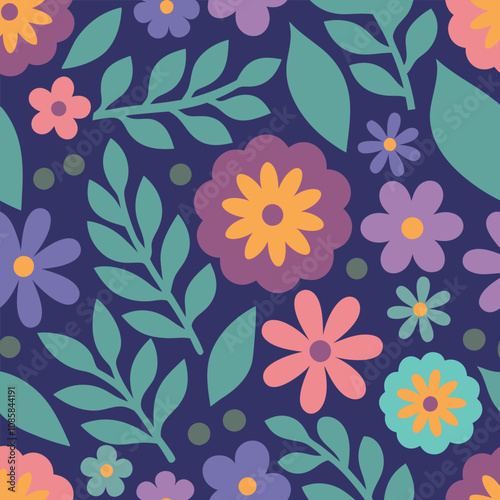 Pattern of seamless flowers. Abstract wildflowers background. style for  fabric, clothing, print, banners, wallpaper, posters, websites, online shopping.Vector illustration design.