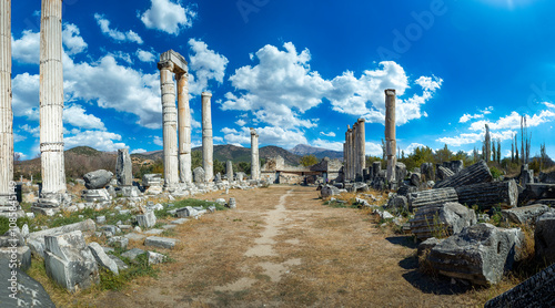 The ruins of Aphrodisias Ancient city (Afrodisias) in Turkey. The old city was named after Aphrodite, the Greek goddess of love. The ruins of the amphitheater 