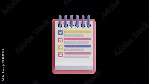 Colorful Checklist Illustration for Task Management 3D Animation