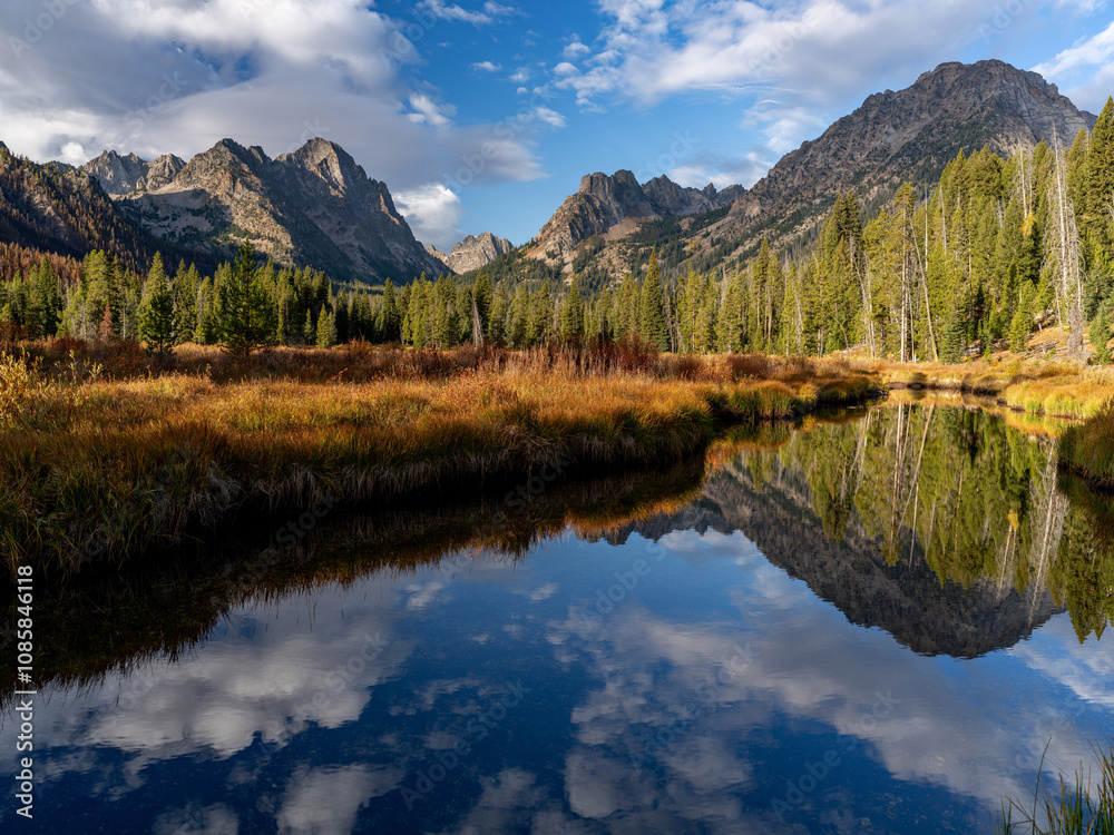 Beaver pond and the Sawtooth mountains of Idaho Beaver pond and the Sawtooth mountains of Idaho