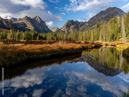 Beaver pond and the Sawtooth mountains of Idaho