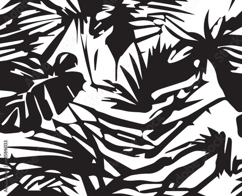 Summer watercolor tropical palm tree leaves seamless pattern. Watercolor grunge design for cards, web, backgrounds and natural product.