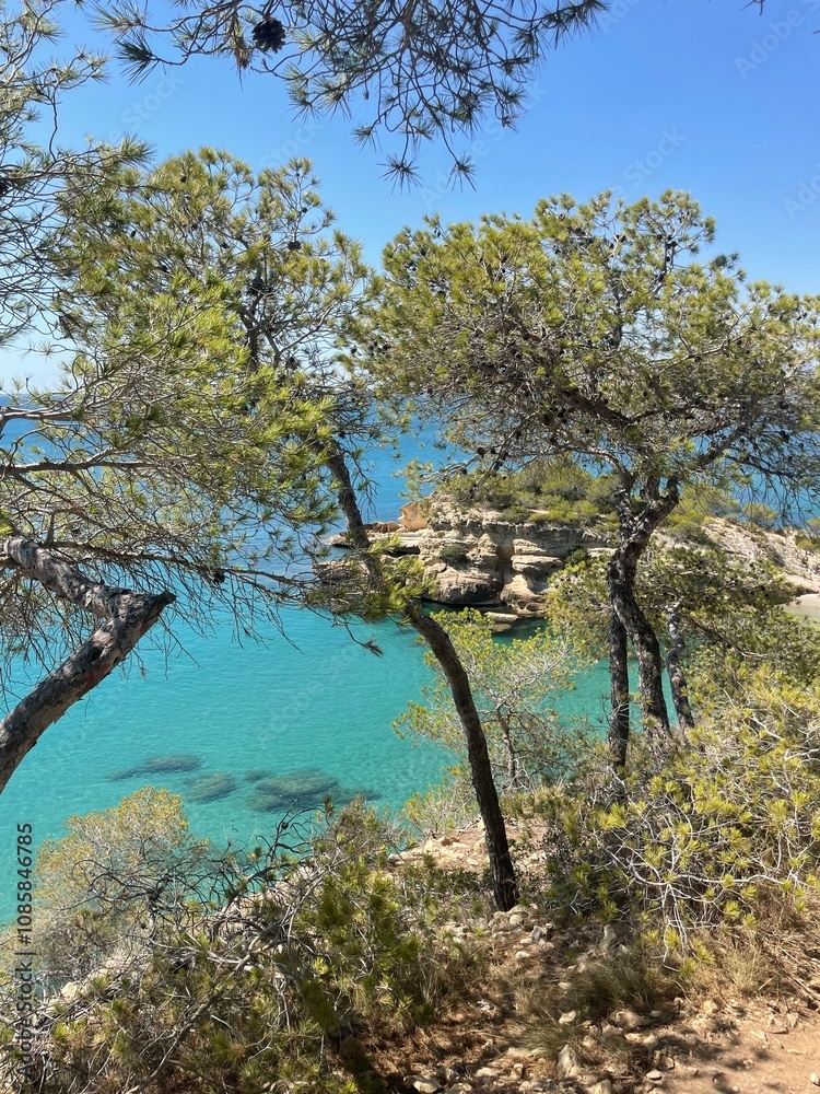Crystal-clear waters in Ametlla de Mar, Spanish beach, Catalonia, Spain Crystal-clear waters in Ametlla de Mar, Spanish beach, Catalonia, Spain