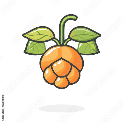 Simple flat 2D icon cloudberry isolated on a blue background, vector, flat design, animation design, vector, animation design, simple flat 2D icon, minimalist icon 