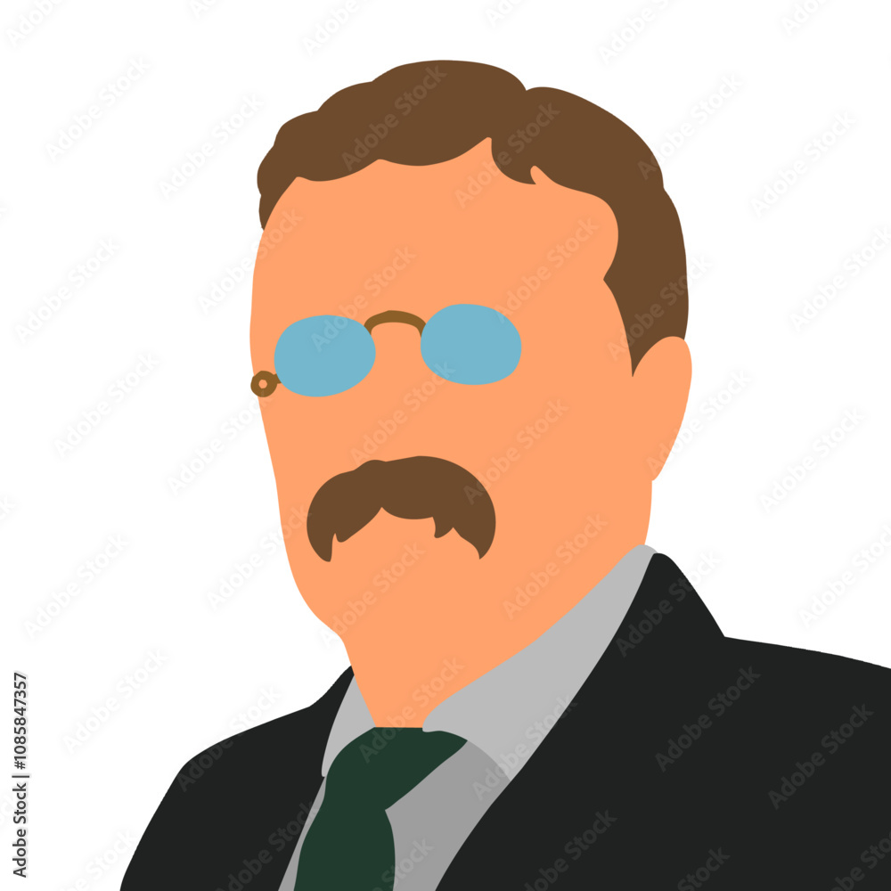 Suited Man with Moustache and Glasses Vector Graphic Suited Man with Moustache and Glasses Vector Graphic
