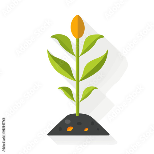 Simple flat 2D icon corn isolated on a transparent background, vector, animation design, vector, flat design, animation design, simple flat 2D icon, minimalist design