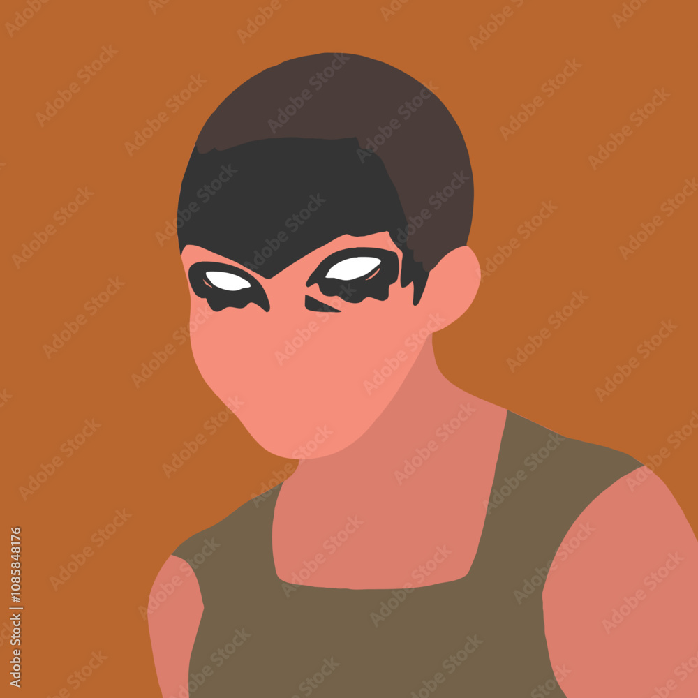 Short Haired Woman with Facepaint Vector Graphic Short Haired Woman with Facepaint Vector Graphic