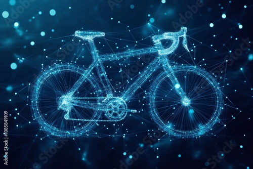 Blue digital background with bicycle silhouette symbolizing technology s role in energy efficiency photo