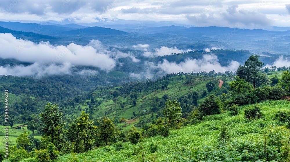 Lush Green Hills with Rolling Clouds Over Scenic Landscape in a Serene Environment Captured During the Daylight Hours Lush Green Hills with Rolling Clouds Over Scenic Landscape in a Serene Environment Captured During the Daylight Hours