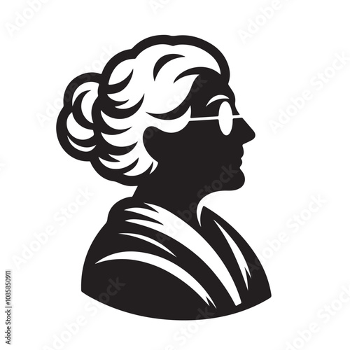 Wise Grandmother Silhouette, A Timeless Image of Wisdom and Experience.eps