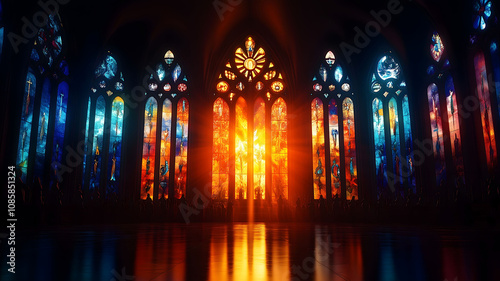 Stained Glass Cathedral - tall colorful stained glass windows