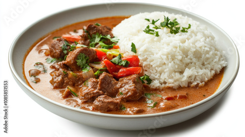 Rich red Panang curry with beef, served with rice delicious and satisfying meal