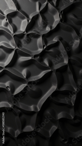 Dramatic Dark Textured Surface: Crumpled Material with Deep Creases and Folds for Luxury Product Backgrounds