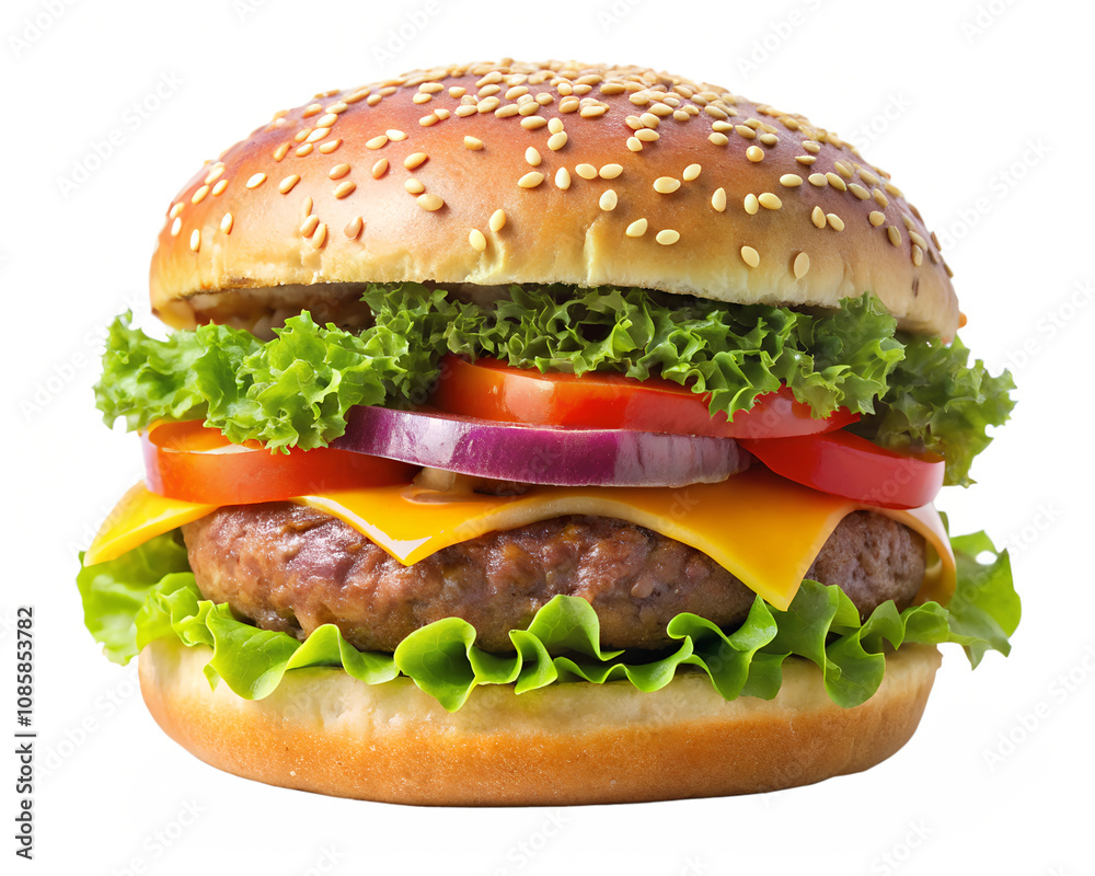 Fresh beef burger isolated on transparent background Fresh beef burger isolated on transparent background