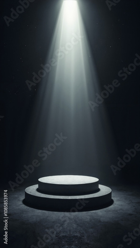 Dramatic Cosmic Stage: Illuminated Circular Platforms Against Starry Sky for Sci-Fi Presentations or Space-Themed Events