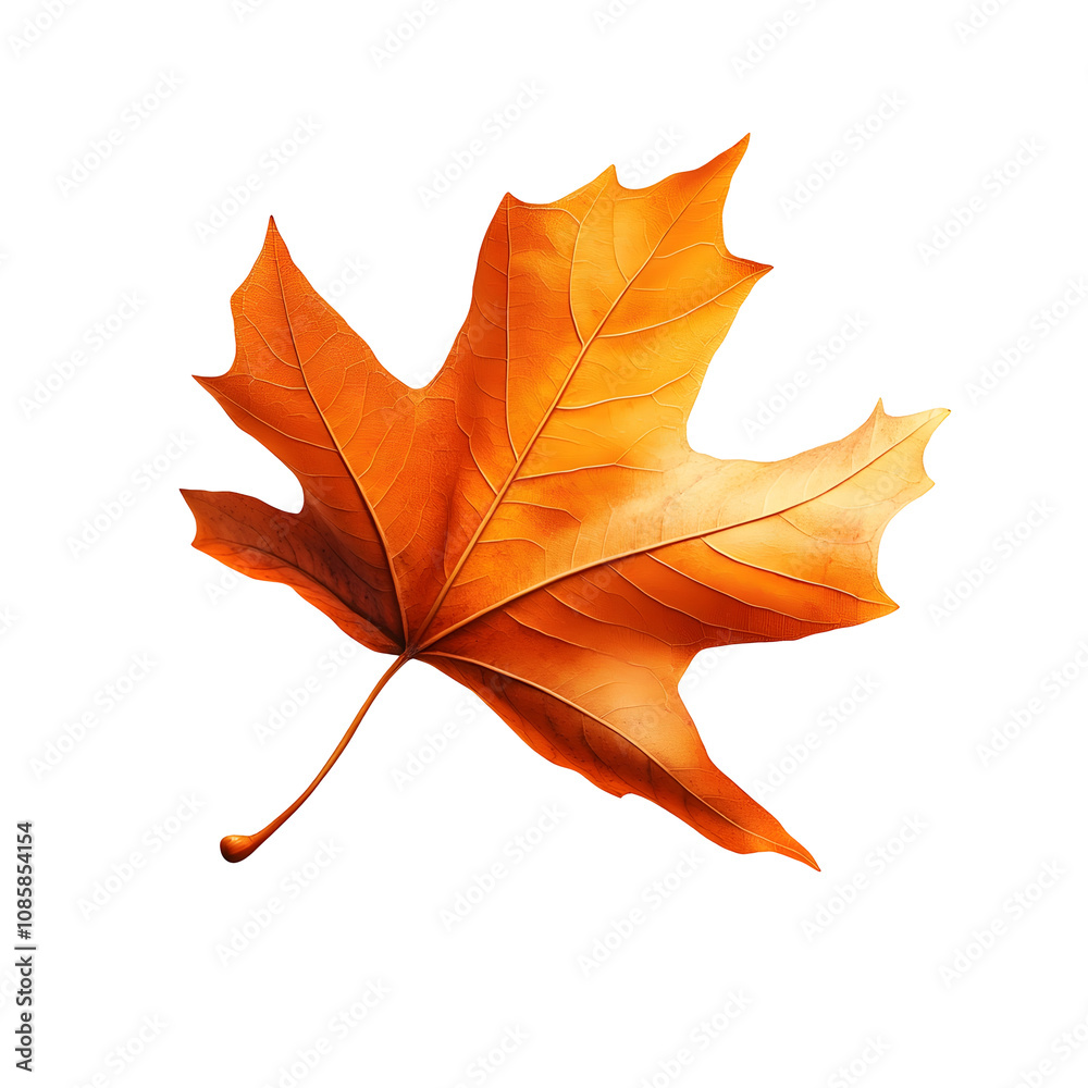 Fototapeta premium Graceful Autumn Leaf Dancing on Pristine White Background