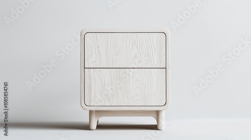 Modern Nightstand: A Minimalist Design with Two Drawers and Sleek Legs