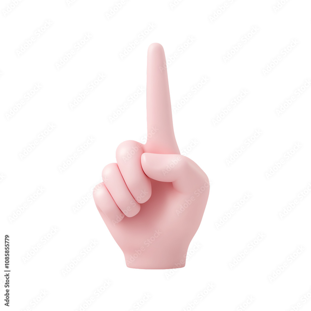 Single raised index finger, pink color, on a white isolate background. transparent background Single raised index finger, pink color, on a white isolate background. transparent background
