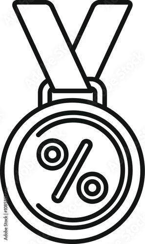 Medal with percentage symbol highlighting achievements related to discounts, interest rates, or financial success