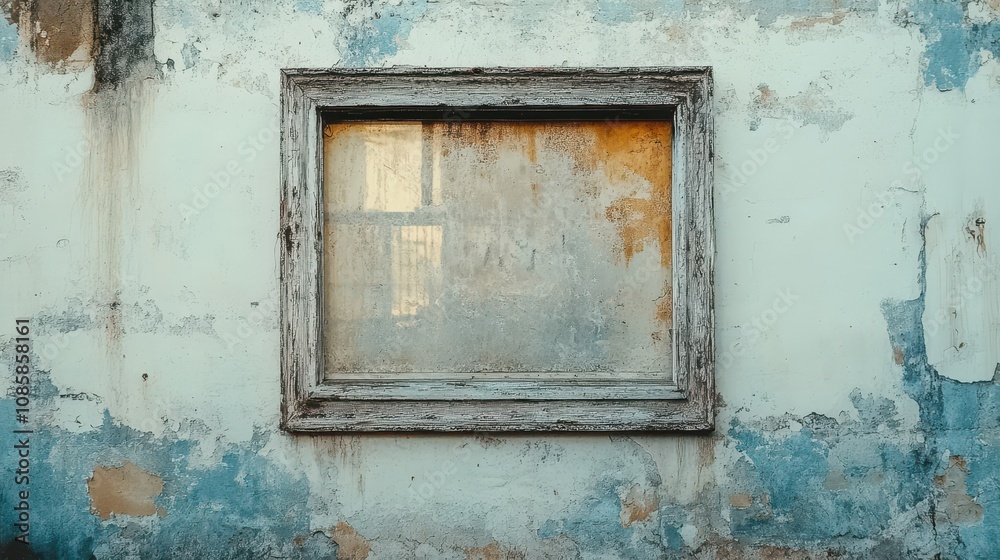 This poster template showcases a weathered frame against a stark white backdrop, evoking themes of neglect and desolation. This poster template showcases a weathered frame against a stark white backdrop, evoking themes of neglect and desolation.