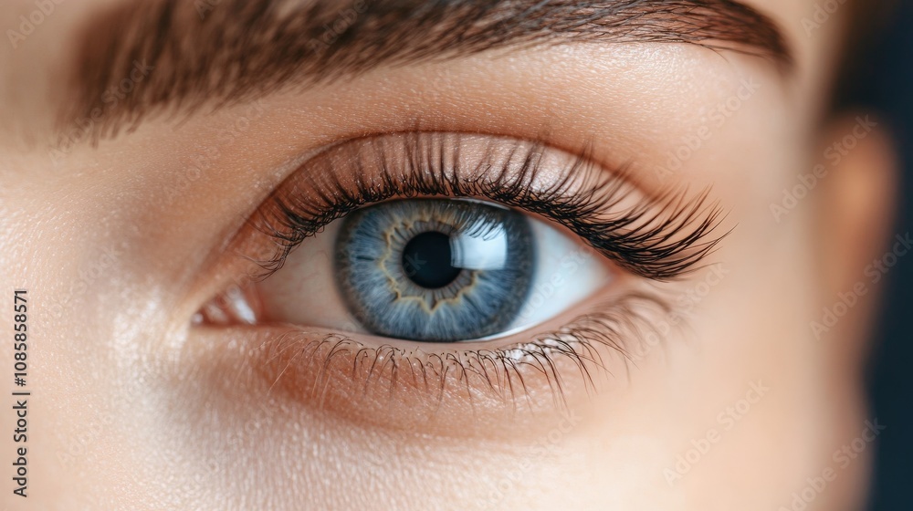 Close-up of a Blue Eye with Long Eyelashes Close-up of a Blue Eye with Long Eyelashes
