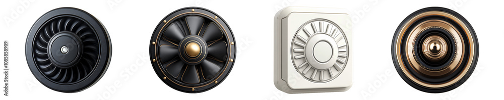 Obraz premium Set, Collection of Fan Rotary Switch isolated on transparent background.