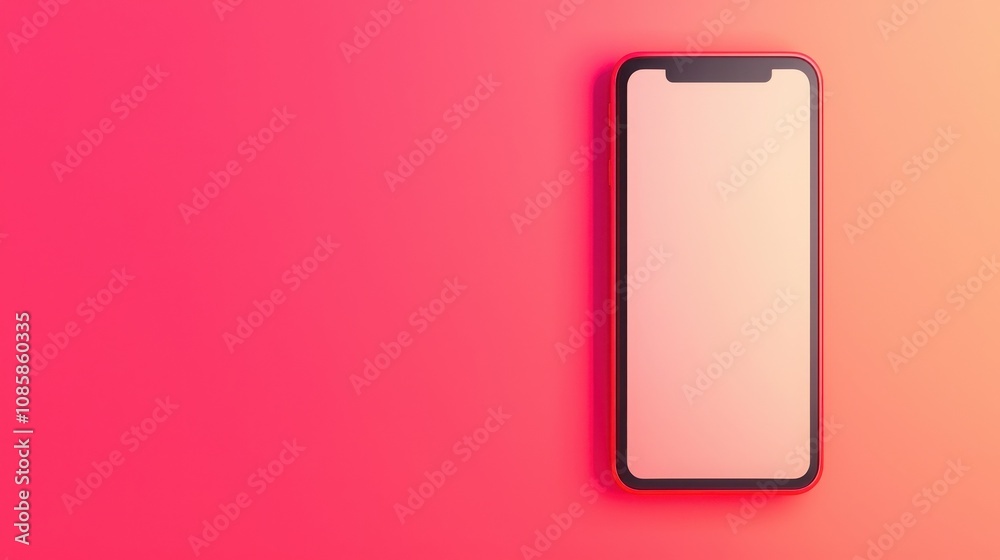 Business sales and algorithm concept. A sleek smartphone against a vibrant gradient background, showcasing a minimalist design with a blank screen. Business sales and algorithm concept. A sleek smartphone against a vibrant gradient background, showcasing a minimalist design with a blank screen.