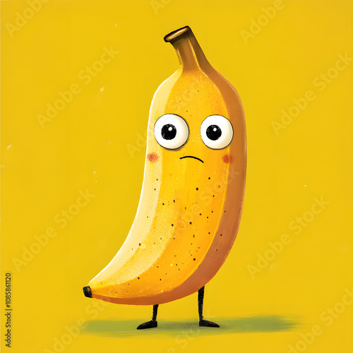 an illustrated banana character with cute eyes