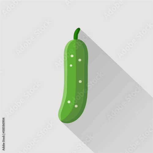 Simple flat 2D illustration of cucumber isolated on a white background, vector, flat design, 2d flat design